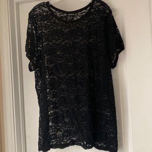 Black lace, short sleeve top